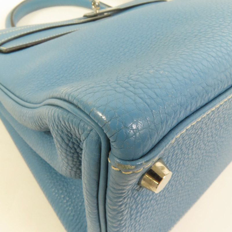 HERMES Togo皮革Kelly 32手挽肩背兩用袋Bleu Jean-15