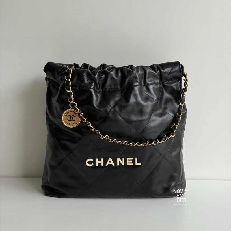 99新🆕 Chanel 香奈兒 22 Bag 小號 黑色金釦 (白字logo)-0