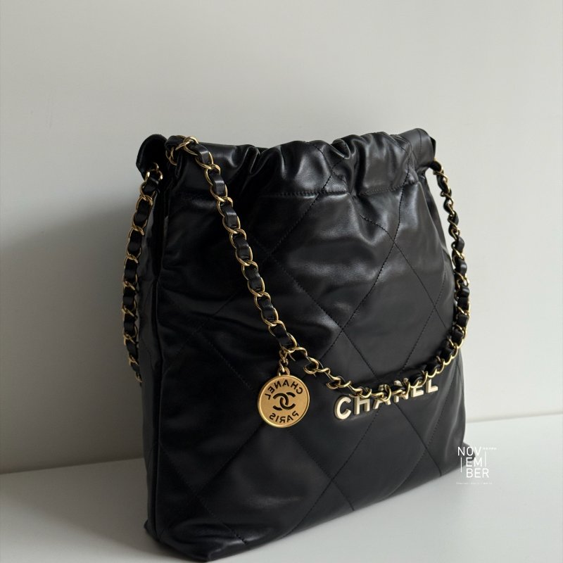 99新🆕 Chanel 香奈兒 22 Bag 小號 黑色金釦 (白字logo)-2