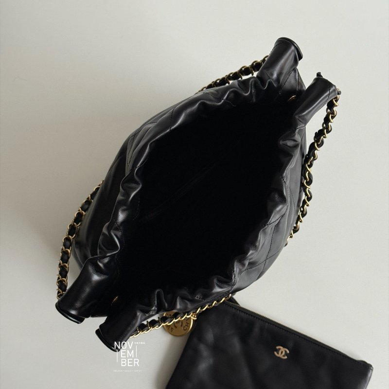 99新🆕 Chanel 香奈兒 22 Bag 小號 黑色金釦 (白字logo)-3