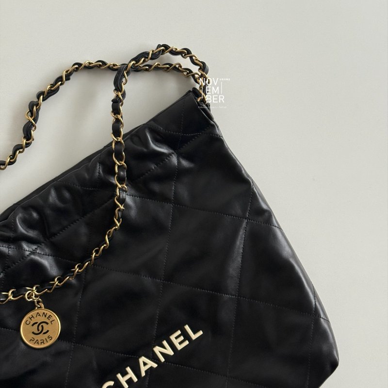 99新🆕 Chanel 香奈兒 22 Bag 小號 黑色金釦 (白字logo)-4