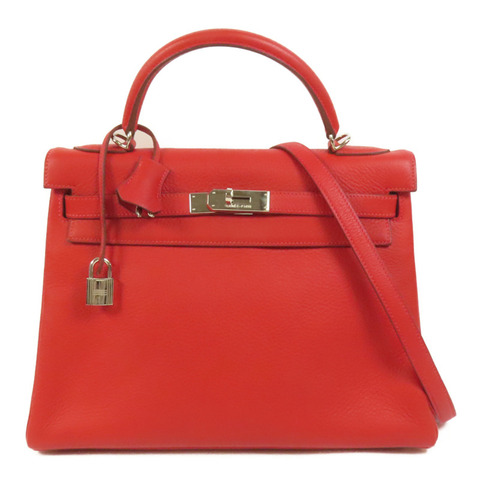 HERMES Togo皮革Kelly 32手挽肩背兩用袋Rouge de Coeur