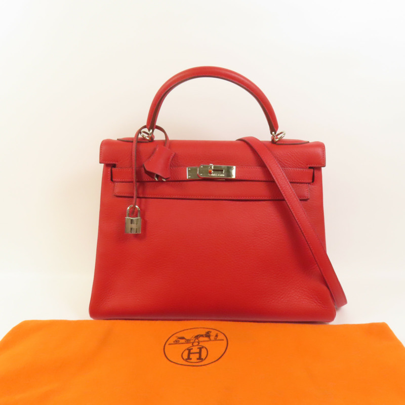 HERMES Togo皮革Kelly 32手挽肩背兩用袋Rouge de Coeur-12