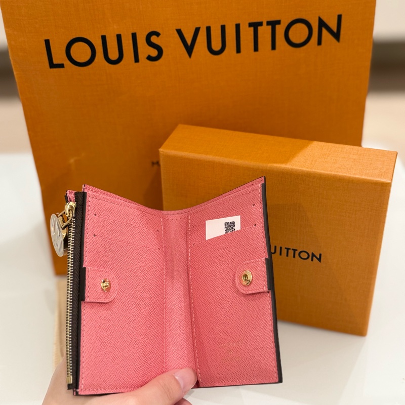 Lv Lisa 粉橘色短夾 M25692 錢包 全新品-4