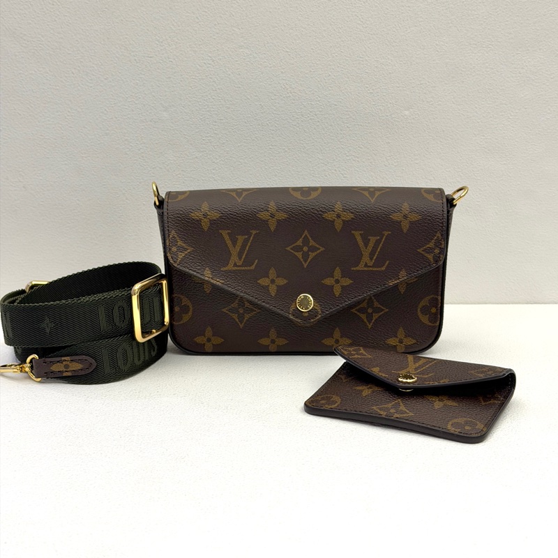 LV Felicie StrapGo系列 原花墨綠背帶三合一包-0