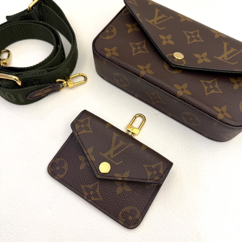 LV Felicie StrapGo系列 原花墨綠背帶三合一包-1