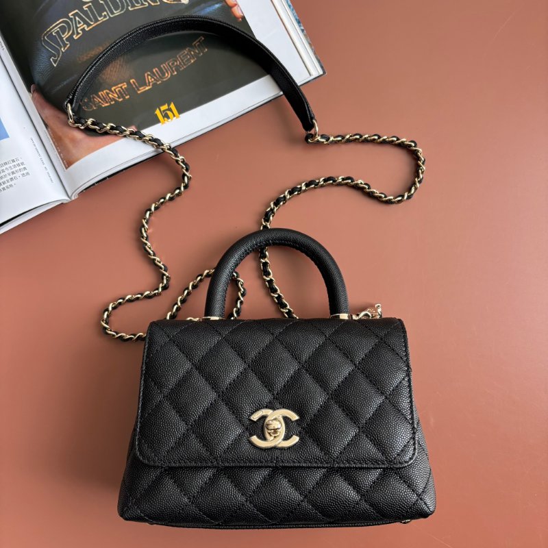 ::CHANEL:: AS2215 Mini Coco Handle 黑色荔枝牛皮金釦迷你手把口蓋包-0