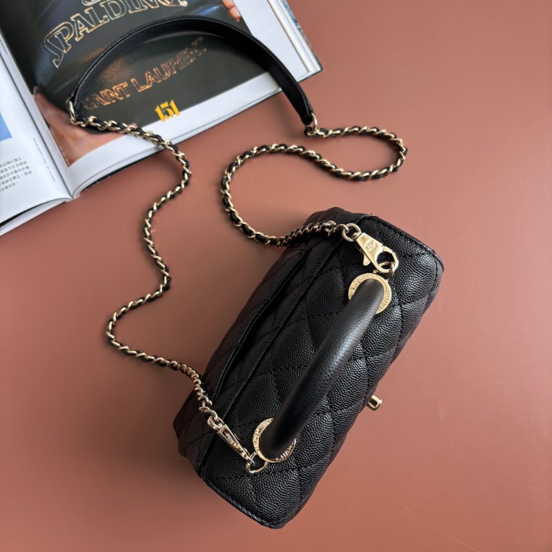 ::CHANEL:: AS2215 Mini Coco Handle 黑色荔枝牛皮金釦迷你手把口蓋包-1