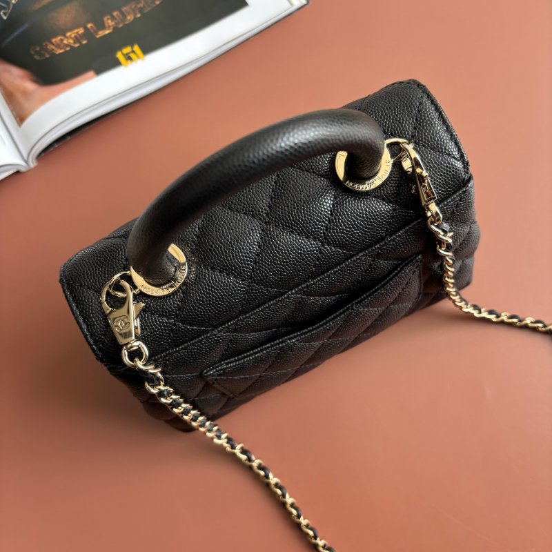 ::CHANEL:: AS2215 Mini Coco Handle 黑色荔枝牛皮金釦迷你手把口蓋包-2