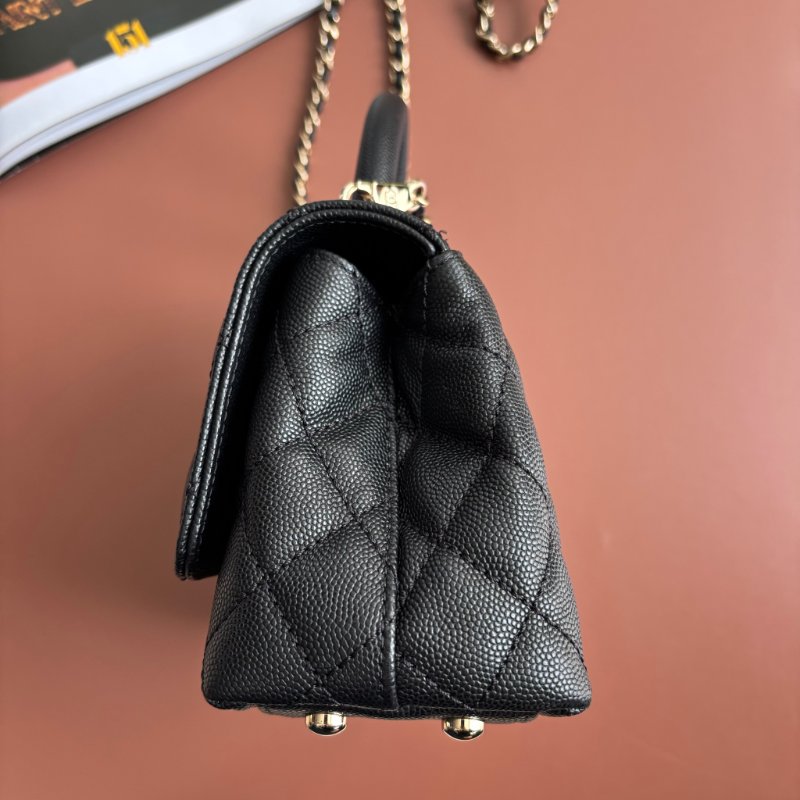 ::CHANEL:: AS2215 Mini Coco Handle 黑色荔枝牛皮金釦迷你手把口蓋包-6