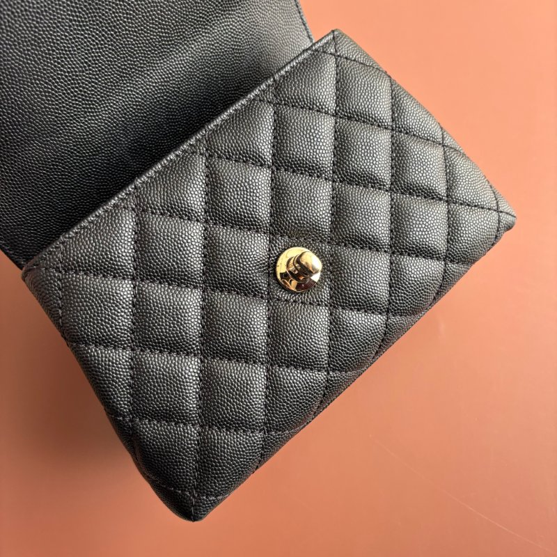 ::CHANEL:: AS2215 Mini Coco Handle 黑色荔枝牛皮金釦迷你手把口蓋包-9
