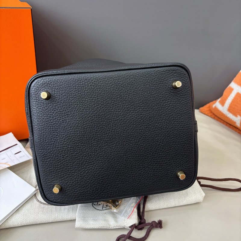 近新品 愛馬仕Hermes 黑色金扣Picotin22菜籃子-4