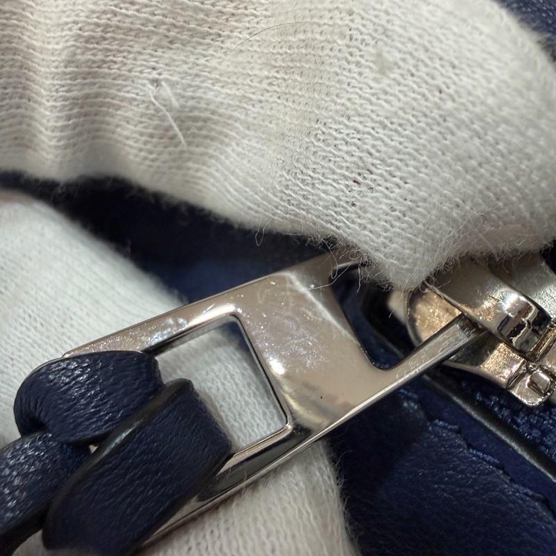 LOEWE ANTON 藍色 銀釦 T型包 斜背包 書包 翻蓋包-2