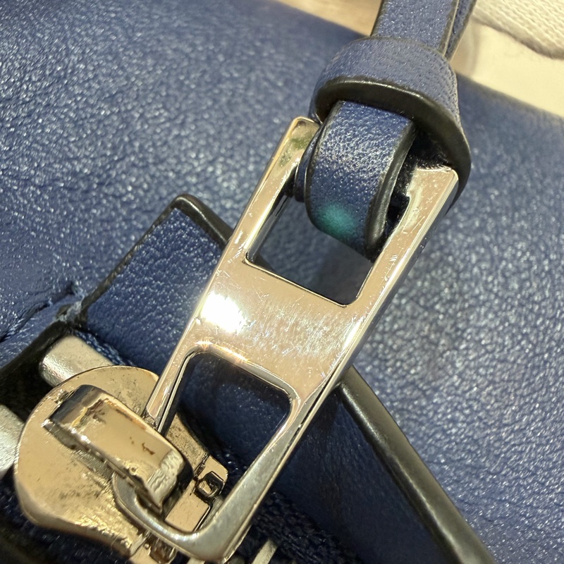 LOEWE ANTON 藍色 銀釦 T型包 斜背包 書包 翻蓋包-3