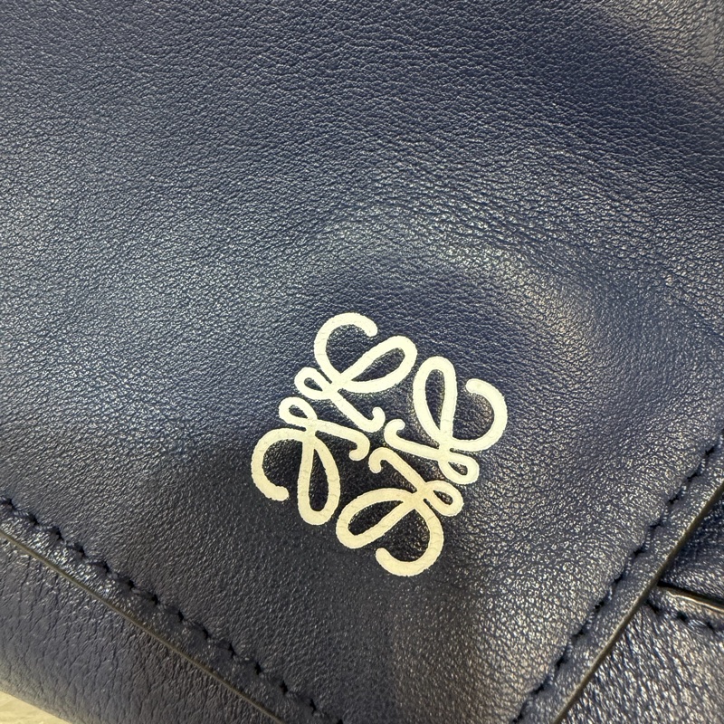 LOEWE ANTON 藍色 銀釦 T型包 斜背包 書包 翻蓋包-6