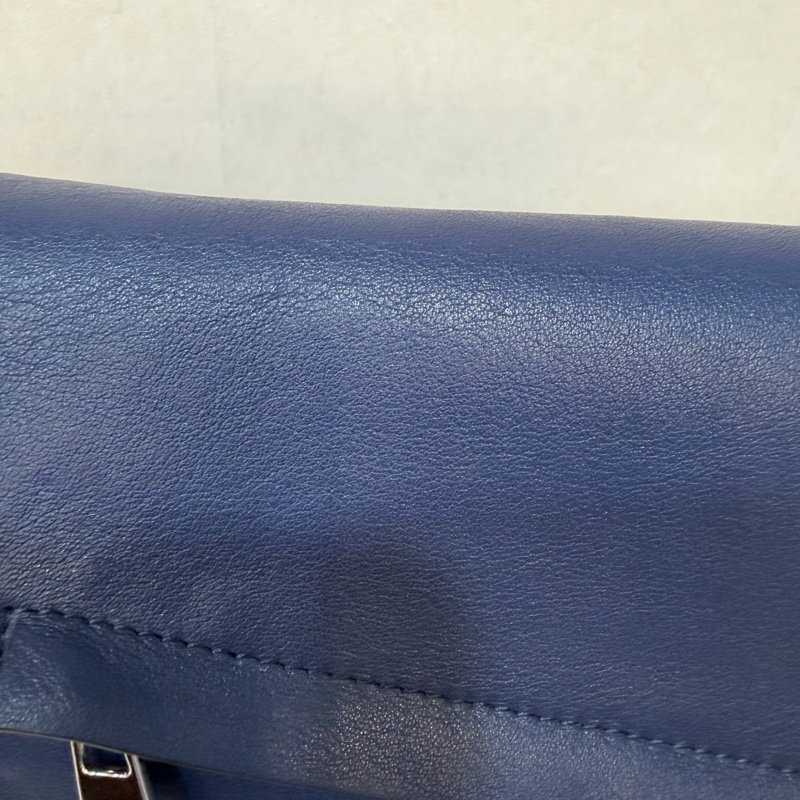 LOEWE ANTON 藍色 銀釦 T型包 斜背包 書包 翻蓋包-11