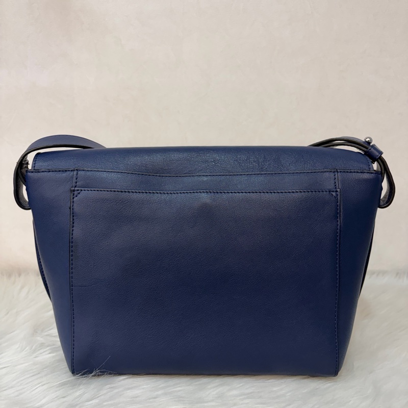 LOEWE ANTON 藍色 銀釦 T型包 斜背包 書包 翻蓋包-15