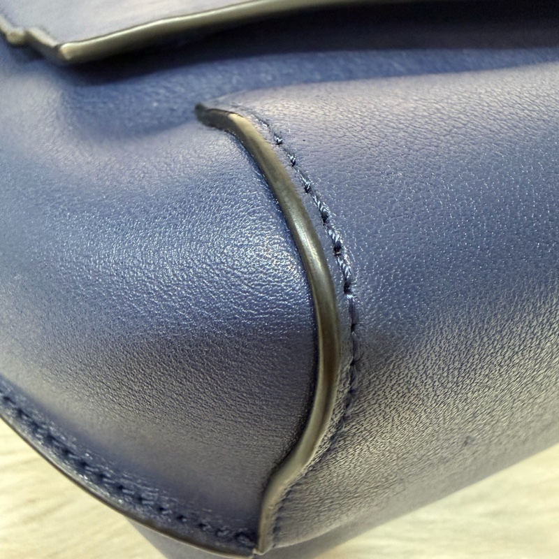 LOEWE ANTON 藍色 銀釦 T型包 斜背包 書包 翻蓋包-18