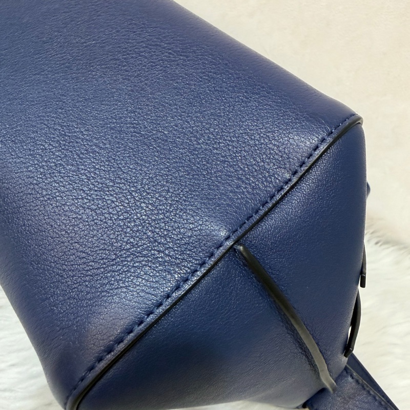 LOEWE ANTON 藍色 銀釦 T型包 斜背包 書包 翻蓋包-22