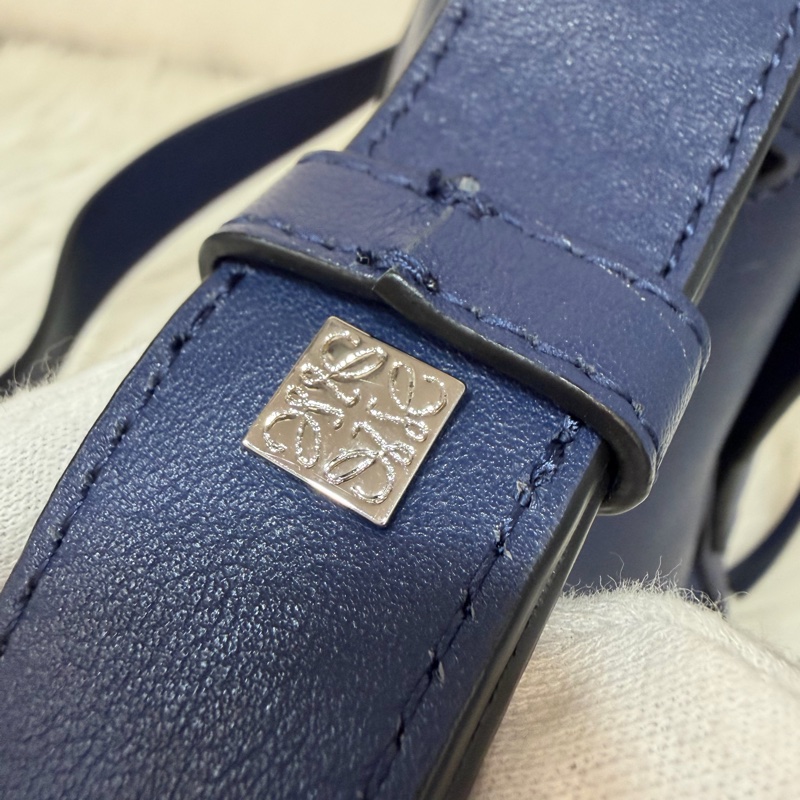 LOEWE ANTON 藍色 銀釦 T型包 斜背包 書包 翻蓋包-25