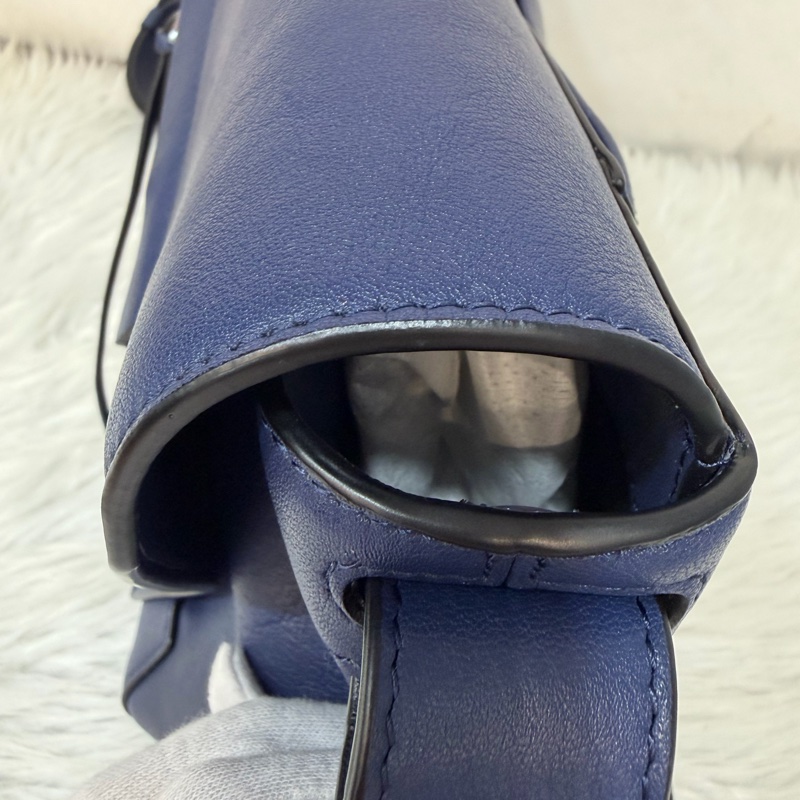 LOEWE ANTON 藍色 銀釦 T型包 斜背包 書包 翻蓋包-26