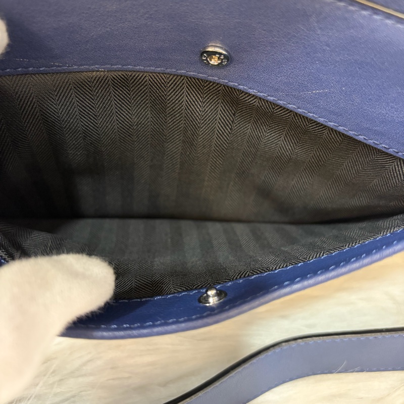 LOEWE ANTON 藍色 銀釦 T型包 斜背包 書包 翻蓋包-28