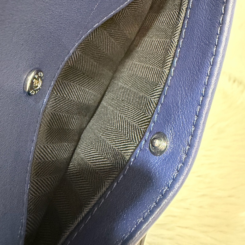 LOEWE ANTON 藍色 銀釦 T型包 斜背包 書包 翻蓋包-30