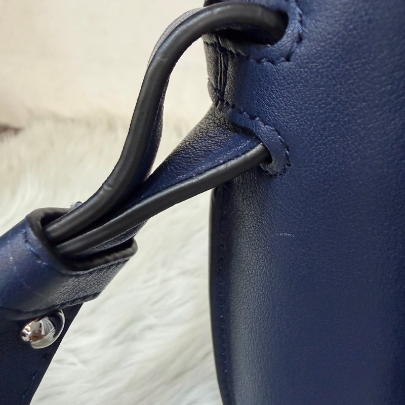 LOEWE ANTON 藍色 銀釦 T型包 斜背包 書包 翻蓋包-33