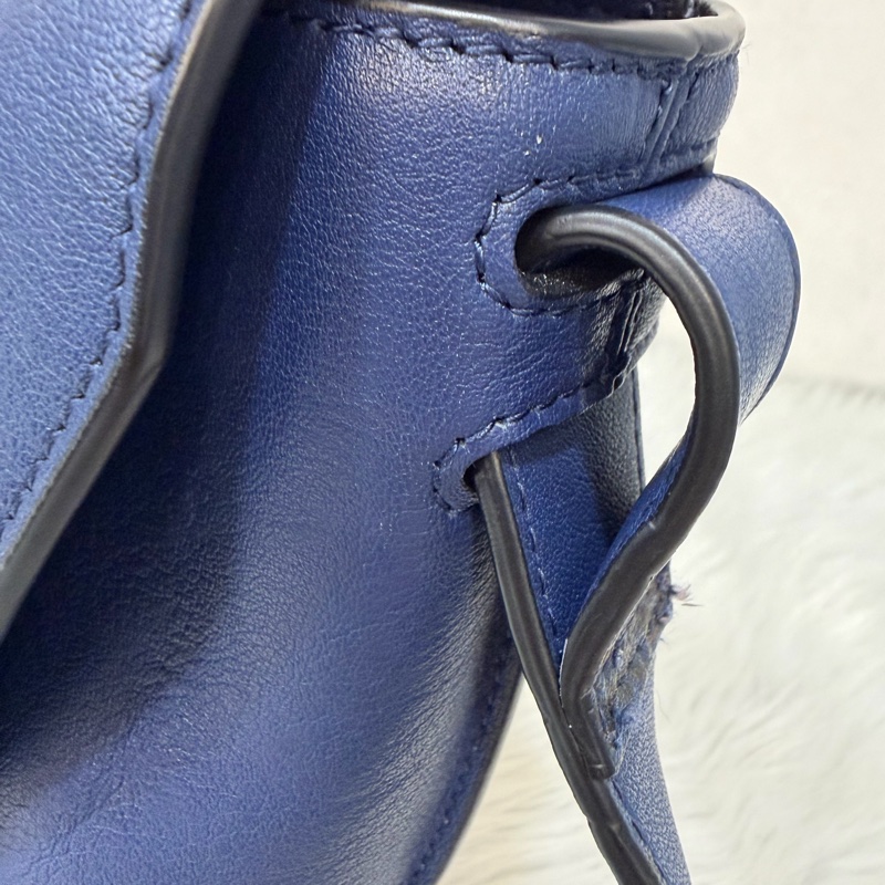 LOEWE ANTON 藍色 銀釦 T型包 斜背包 書包 翻蓋包-35