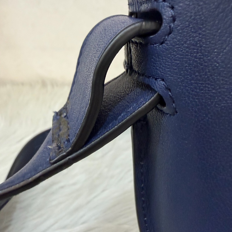 LOEWE ANTON 藍色 銀釦 T型包 斜背包 書包 翻蓋包-36