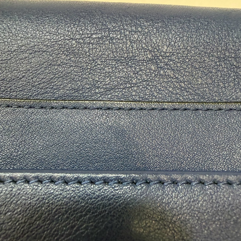 LOEWE ANTON 藍色 銀釦 T型包 斜背包 書包 翻蓋包-39