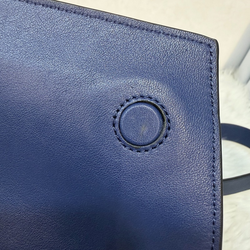 LOEWE ANTON 藍色 銀釦 T型包 斜背包 書包 翻蓋包-43