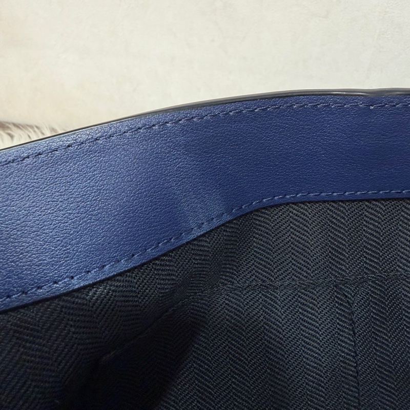 LOEWE ANTON 藍色 銀釦 T型包 斜背包 書包 翻蓋包-48