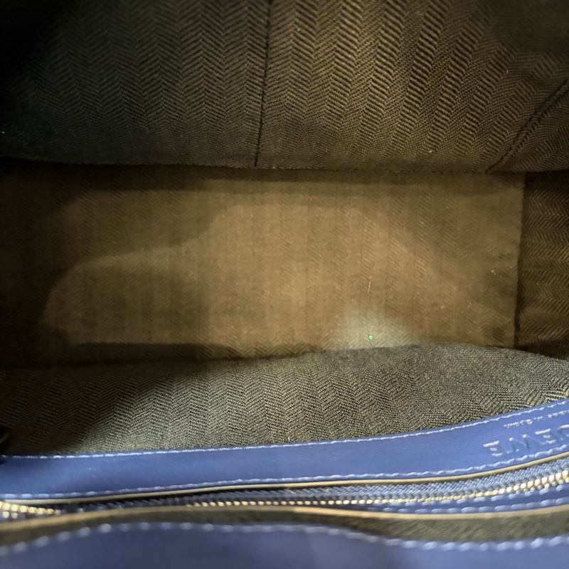 LOEWE ANTON 藍色 銀釦 T型包 斜背包 書包 翻蓋包-49