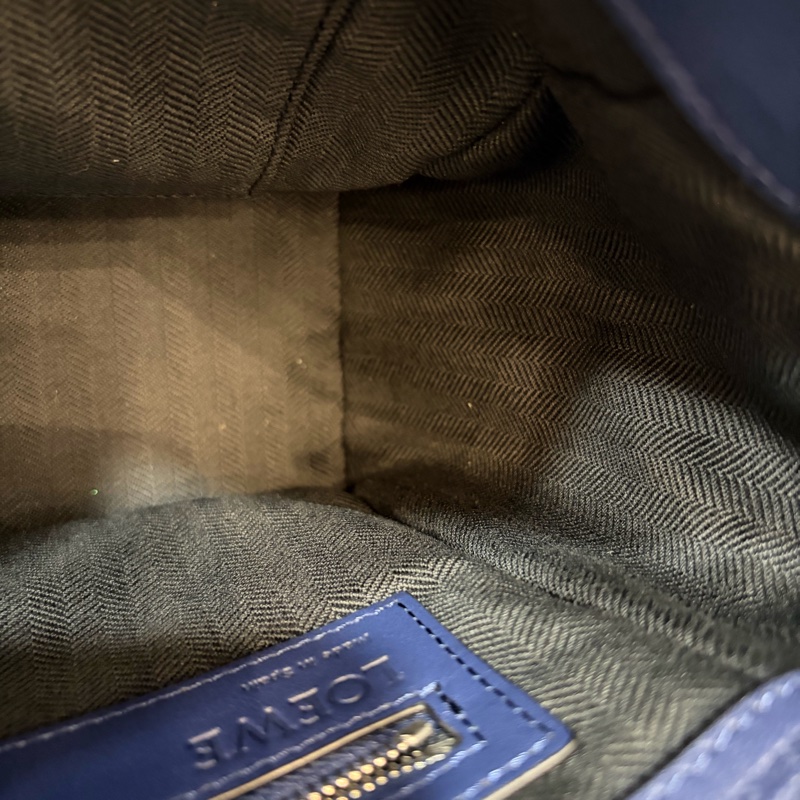 LOEWE ANTON 藍色 銀釦 T型包 斜背包 書包 翻蓋包-50