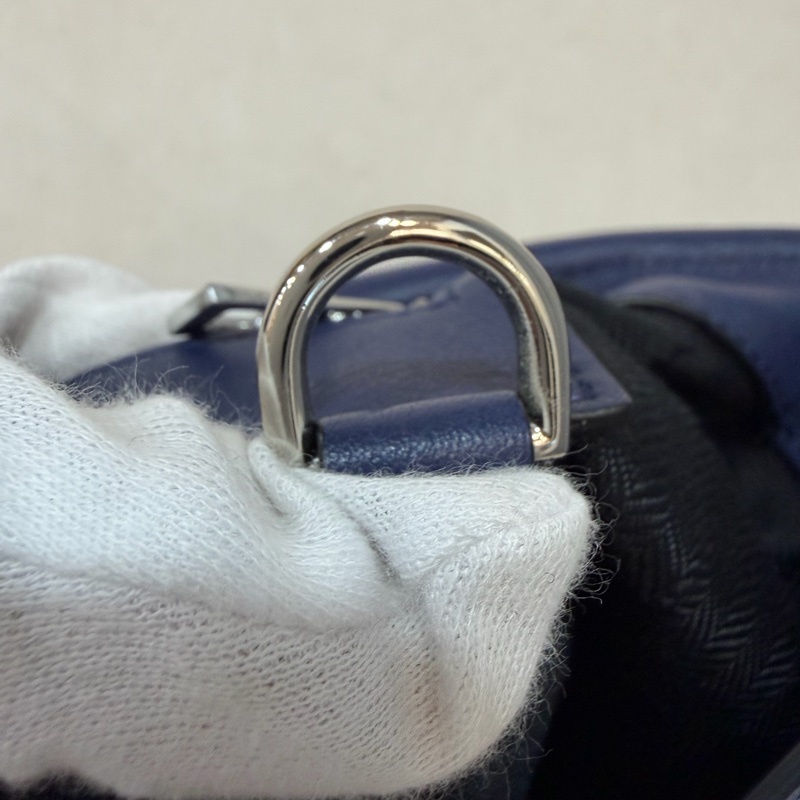 LOEWE ANTON 藍色 銀釦 T型包 斜背包 書包 翻蓋包-58