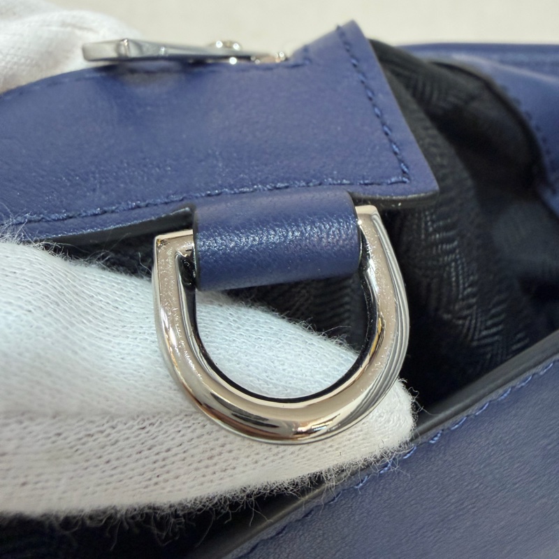 LOEWE ANTON 藍色 銀釦 T型包 斜背包 書包 翻蓋包-59