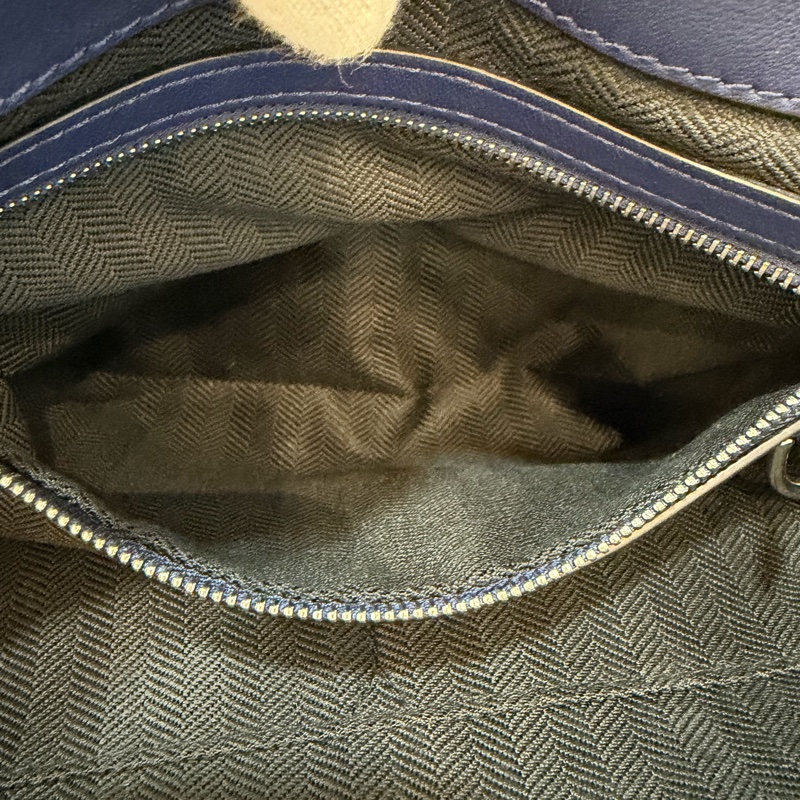 LOEWE ANTON 藍色 銀釦 T型包 斜背包 書包 翻蓋包-60