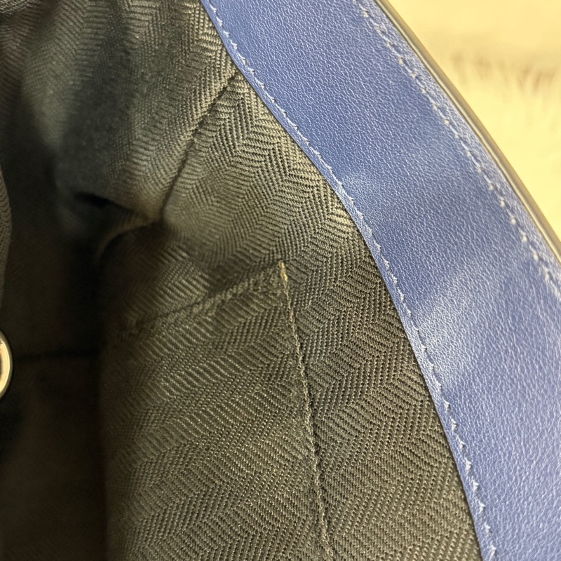 LOEWE ANTON 藍色 銀釦 T型包 斜背包 書包 翻蓋包-61