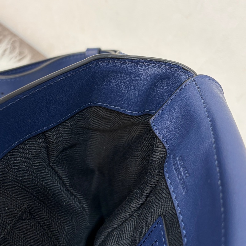 LOEWE ANTON 藍色 銀釦 T型包 斜背包 書包 翻蓋包-62