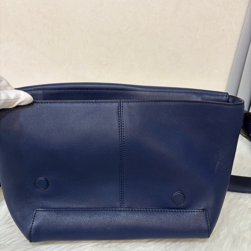 LOEWE ANTON 藍色 銀釦 T型包 斜背包 書包 翻蓋包-64