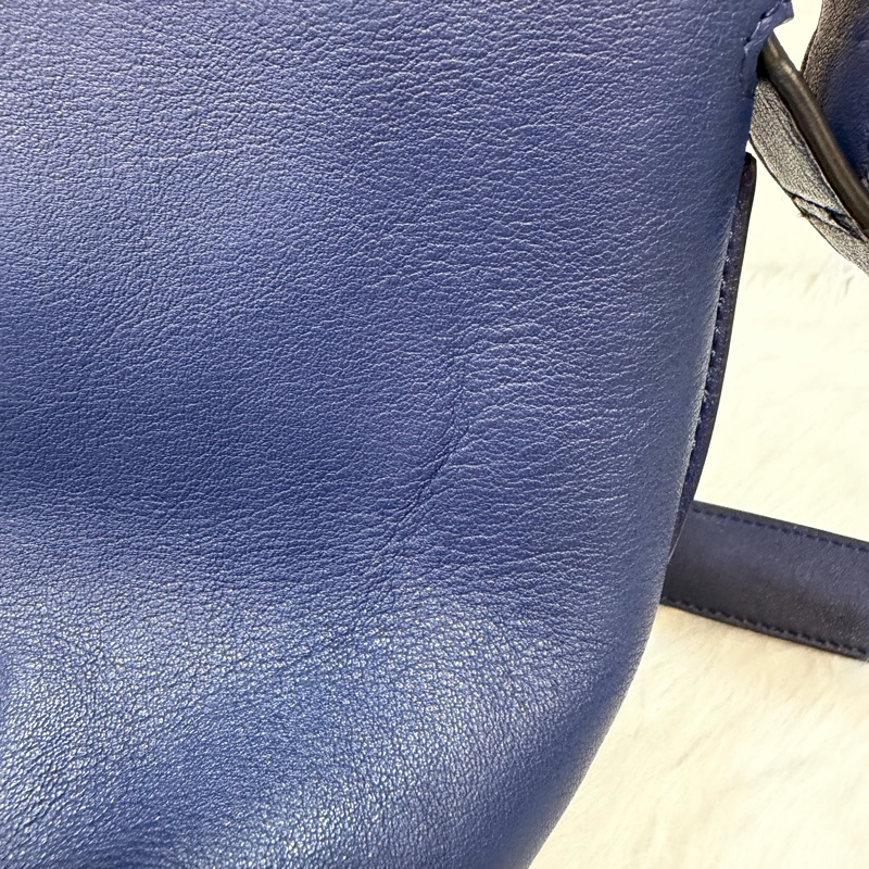 LOEWE ANTON 藍色 銀釦 T型包 斜背包 書包 翻蓋包-67