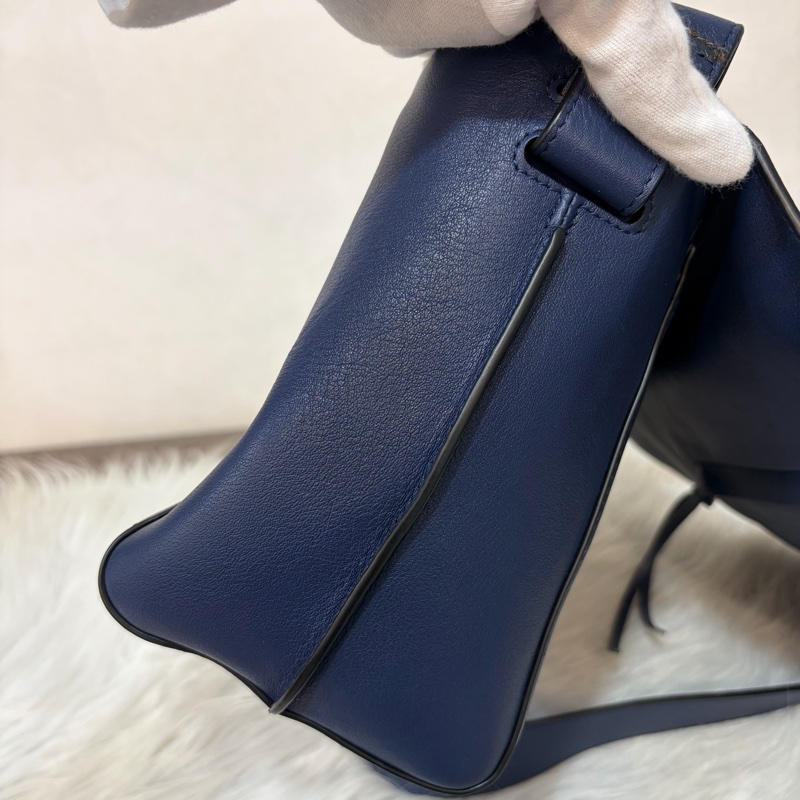 LOEWE ANTON 藍色 銀釦 T型包 斜背包 書包 翻蓋包-70