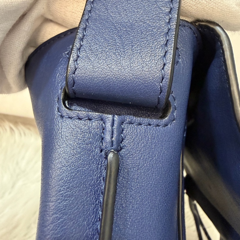 LOEWE ANTON 藍色 銀釦 T型包 斜背包 書包 翻蓋包-71