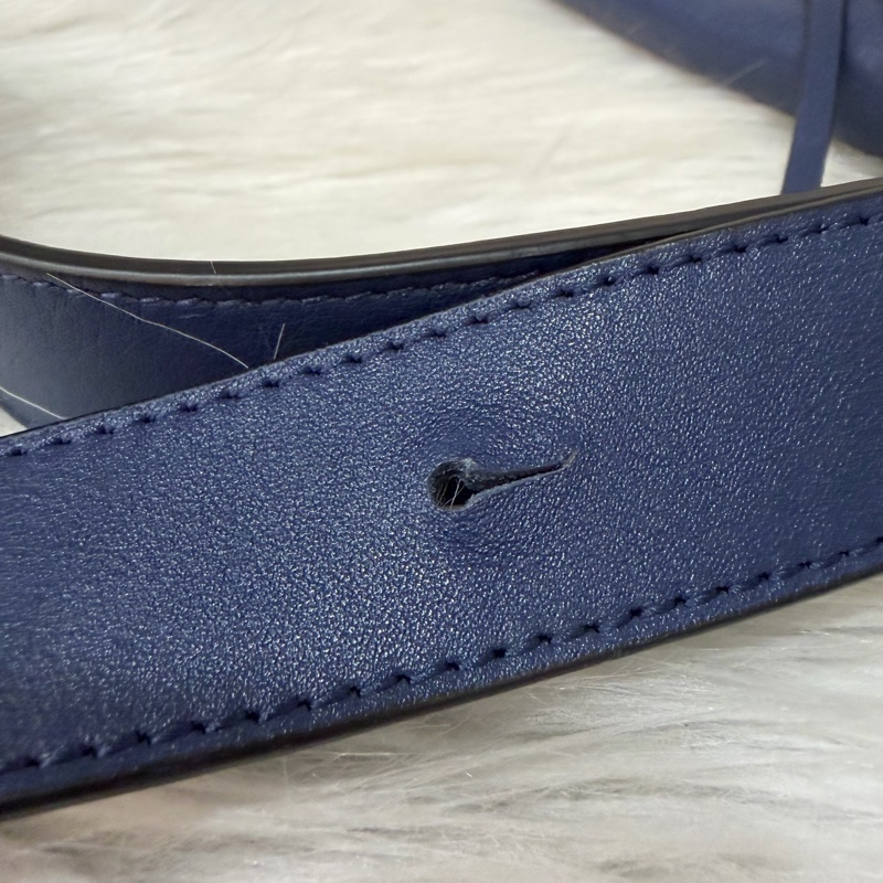 LOEWE ANTON 藍色 銀釦 T型包 斜背包 書包 翻蓋包-74