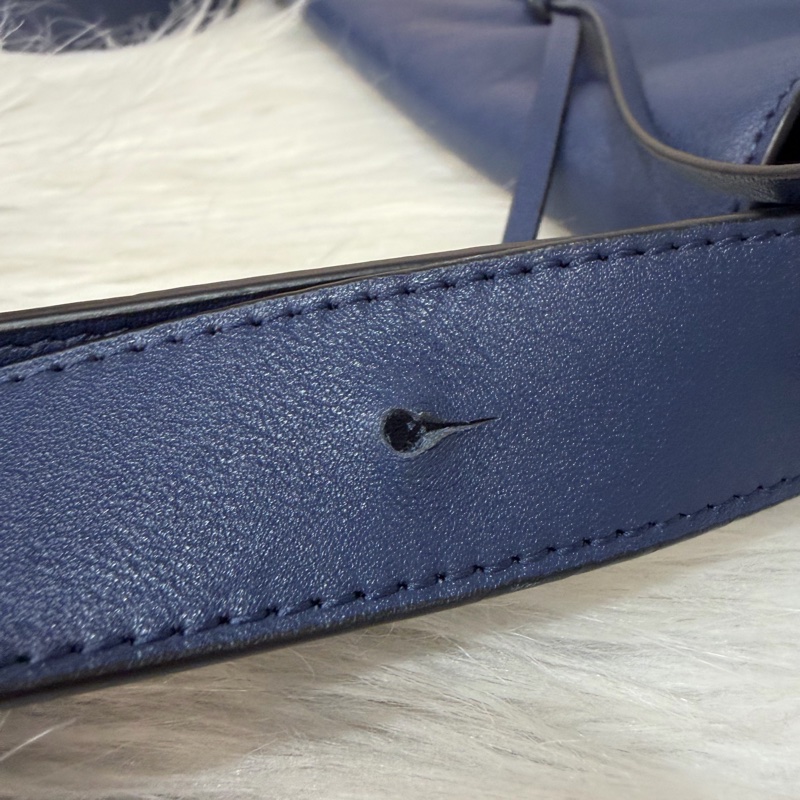 LOEWE ANTON 藍色 銀釦 T型包 斜背包 書包 翻蓋包-75