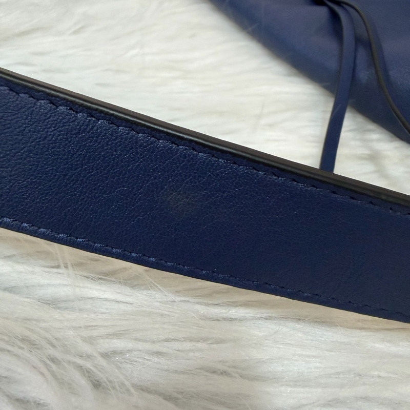 LOEWE ANTON 藍色 銀釦 T型包 斜背包 書包 翻蓋包-78