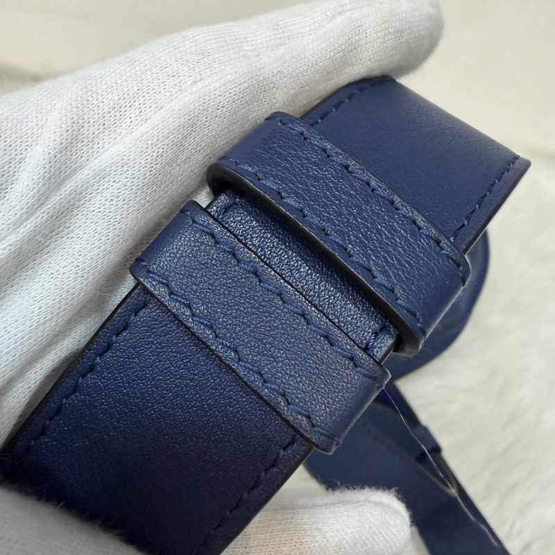 LOEWE ANTON 藍色 銀釦 T型包 斜背包 書包 翻蓋包-79