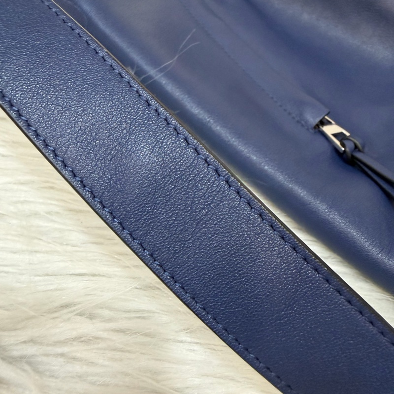 LOEWE ANTON 藍色 銀釦 T型包 斜背包 書包 翻蓋包-80