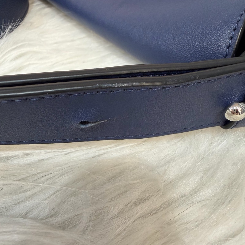 LOEWE ANTON 藍色 銀釦 T型包 斜背包 書包 翻蓋包-83